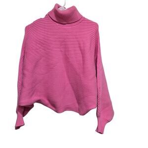 Zara Pink Ribbed Cropped Turtleneck Sweater XS